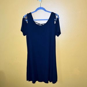 Forever 21 Criss Cross Black Short Sleeve Dress, 1X